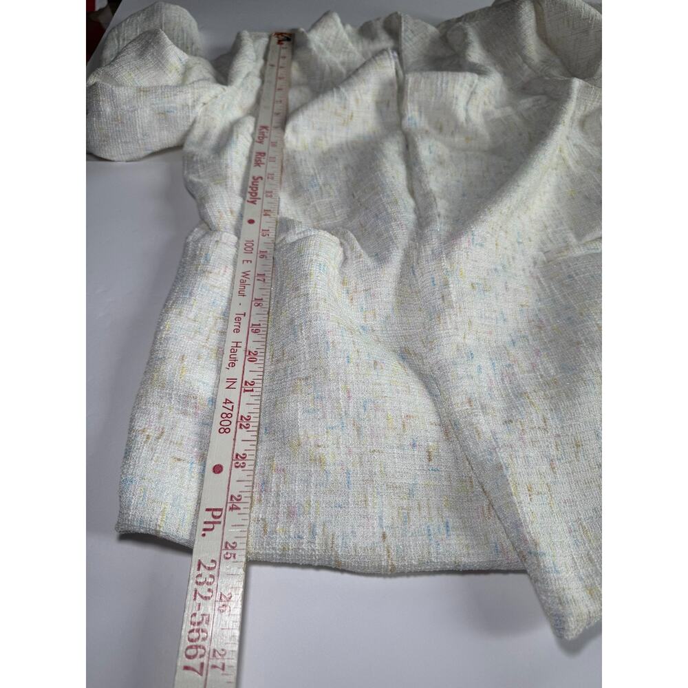 TCEC Blazer Womens Medium Ivory Tweed Pastel Speckled Open Front Jacket Career - Picture 7 of 8